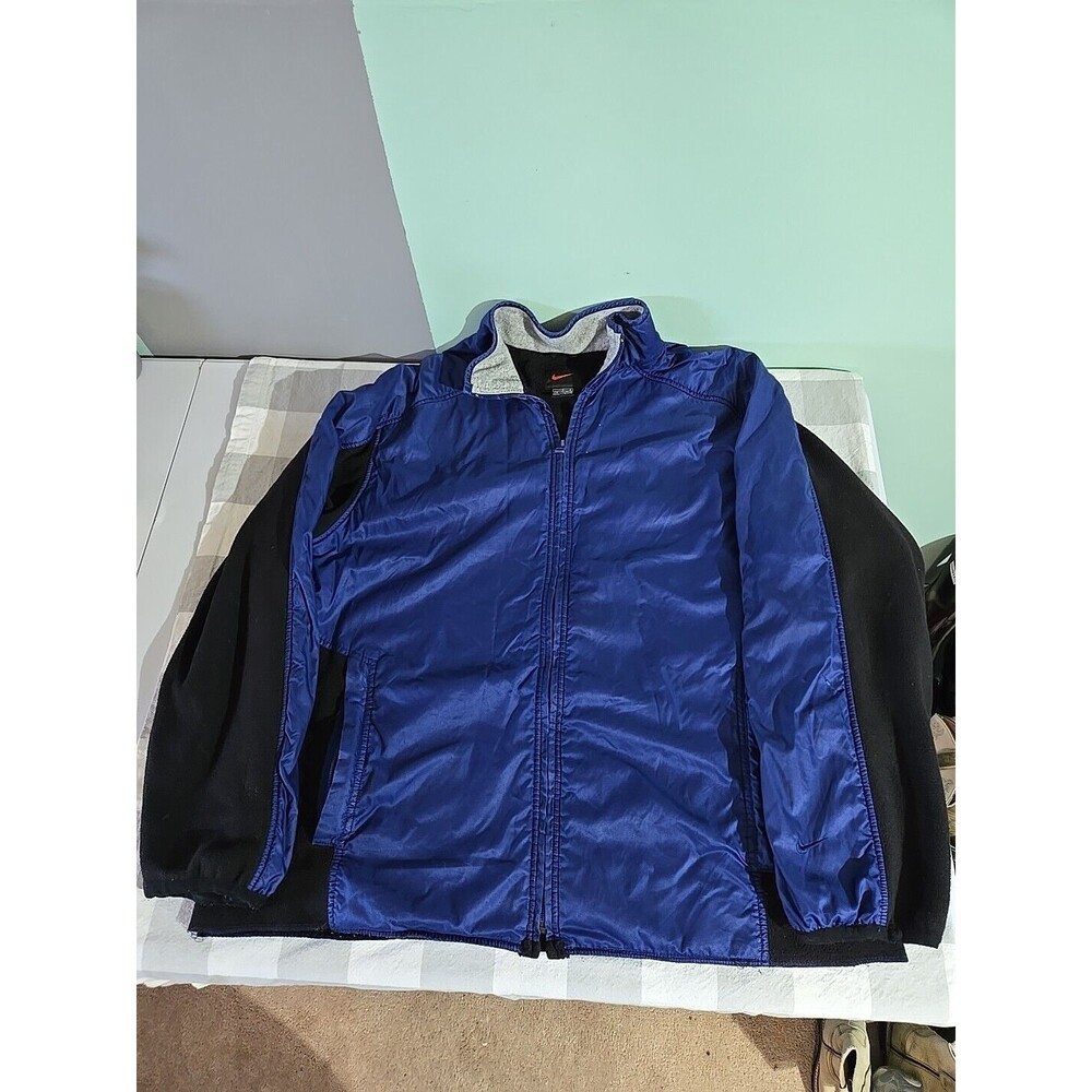 Nike Men's Blue Black Full Zip Fleece Lined Track Jacket Size‎ L